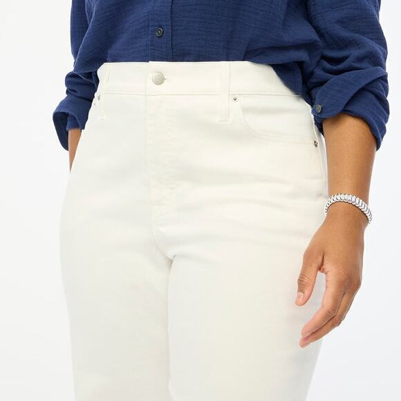 J. Crew Wide Leg Crop Jeans  All-Day Stretch High Rise Seashell White NWT 32 - Picture 2 of 14